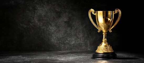 Golden Trophy on Dark Background Achievement Victory Concept
