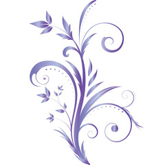 A beautiful neon Blue-violet gradient floral pattern with delicate flowers, set against a white background