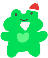 Cute Animal Character Wearing Santa Hat Hand Drawn Christmas Illustration