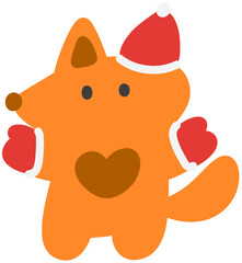 Cute Animal Character Wearing Santa Hat Hand Drawn Christmas Illustration