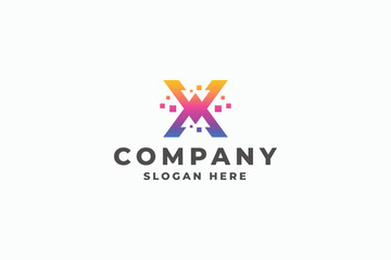 Digital Technology Letter X Logo
