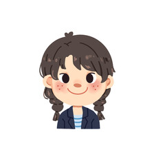 Cute Girl illustration with little twin braid hair
