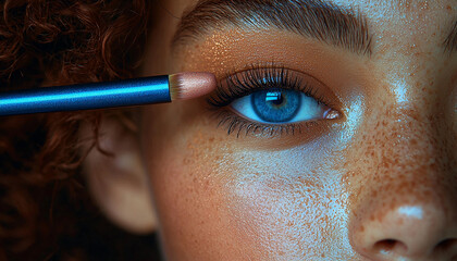 Beautiful woman with wet eyelashes looking at camera generated by AI