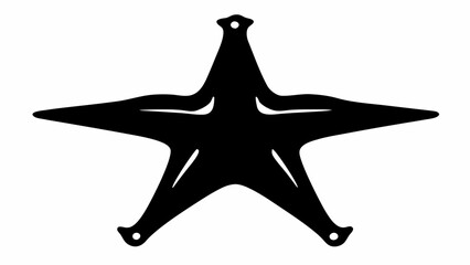Black star with elongated points and circular cutouts on each point in a vector graphic design