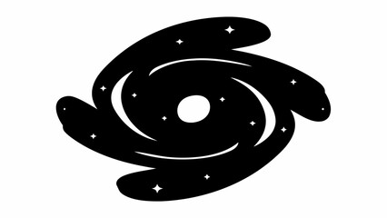 Stylized black and white galaxy with swirling arms and scattered stars illustration vector design