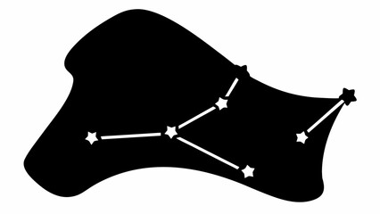 Black irregular shape with white star constellation connected by lines on a white background view