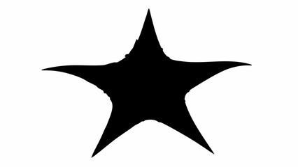 Isolated black star with irregular edges on a white background creating a simple graphic element