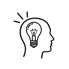 Head with lightbulb inside idea generation innovation and creative thinking concept