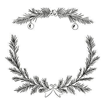 branch frame, plants, spruce branches, winter holidays, decor