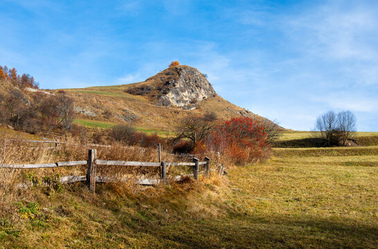 Autumn swiss landscape in Ardez, Graubunden