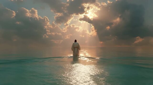 A biblical religious trope is Jesus walking on water.
