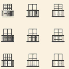 Balcony Icon Set Vector