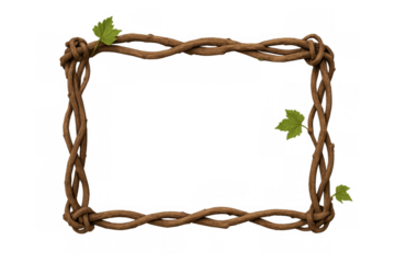 Vine border forming a frame with green leaves, jungle tropical plant natural decoration, transparent background