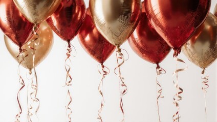 Elegant Red and Gold Balloons Floating for a Celebration Party.
