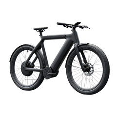Electric bicycle in sleek matte black finish with modern design and studio lighting on isolated white background for outdoor enthusiasts "isolated on transparent background
