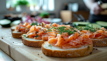 Healthy eating meal, gourmet seafood buffet on table generated by AI