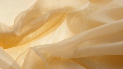 Shifting light causing sheer beige fabric layers showing soft folds moving on lightbox, adding glow - Powered by Adobe