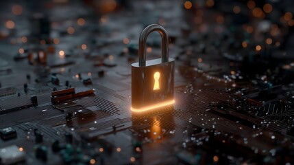 Cybersecurity padlock protects digital