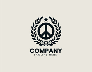 Fototapeta premium Modern peace laurel symbol forms elegant black vector logo illustration design