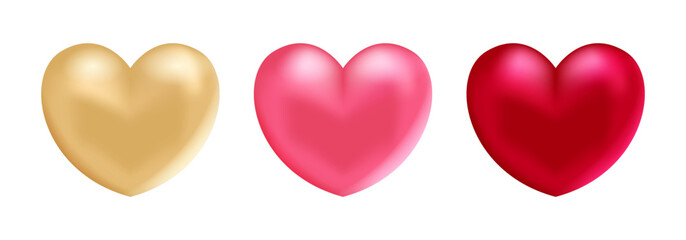 Valentine's Day. Realistic hearts. Vector design.&nbsp;