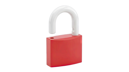 Red Padlock Unlocked Isolated on Transparent Background Representing Security Freedom Access and Opportunity