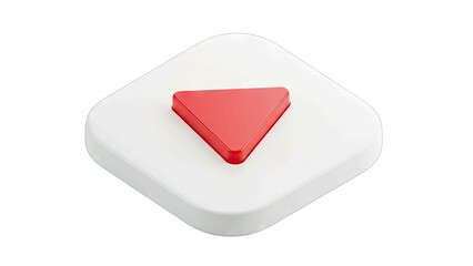 Red Play Button Icon Centered On A White Square With A Subtle Drop Shadow Isolated On A White Background Clean Minimalist Design