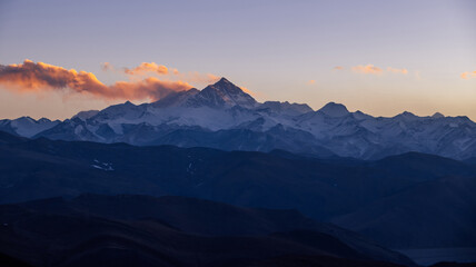 Mount Everest in the sunset  landscape in tibet, China