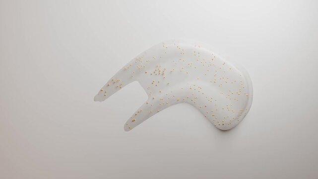 Transparent cosmetic gel smear with particles closeup, Exfoliating Scrub Fluid, Skincare peeling swatch smudge. Beauty Cleansing Liquid. Organic viscous Cosmetics Product texture with beads, face or