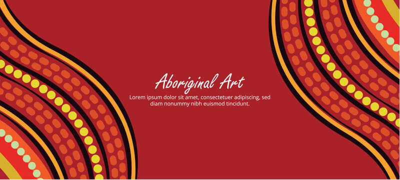 Red Aboriginal-themed decorative design with option to add custom text