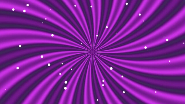 Rotating mystic purple spiral sunburst background with glowing white bokeh particles and hypnotic swirling motion
