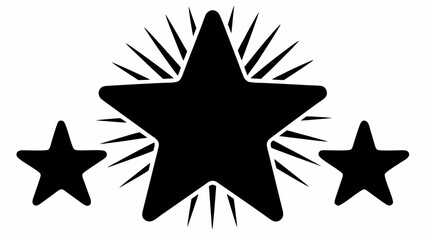 Obraz premium Three stars in black with a central star radiating light on a white background design element