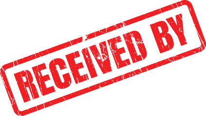 Distressed red rectangular RECEIVED BY stamp creates a bold and authoritative impression with transparent background