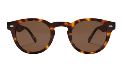 Tortoiseshell sunglasses PNG isolated on transparent background, stylish eyewear with brown lenses for fashion and sun protection