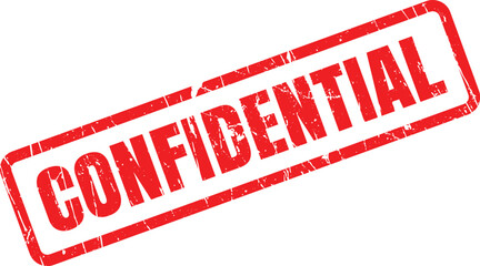 Grunge confidential stamp with red ink shows document security and access control on white