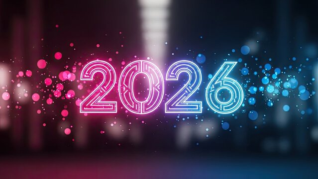 New Year 2026 Celebration Abstract Glow Futuristic Background Illustration