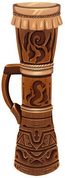 Tifa Traditional Papua Musical Instrument Illustration