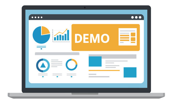 Modern Laptop with Business Dashboard Demo Data Analysis and Financial Reports startup