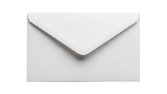 Blank white envelope isolated PNG, stationery for sending letters and invitations on transparent background, mailing and correspondence