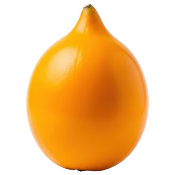 Vibrant orange lulo fruit with a pointed tip, tropical and exotic superfood on transparent background