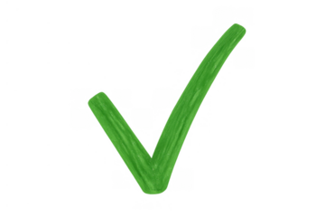 Green check mark or tick symbol for approval, correct choice, validation, success, and agreement