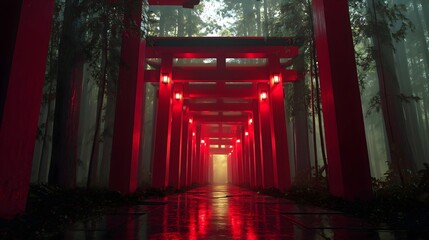 Japanese torii gates create captivating