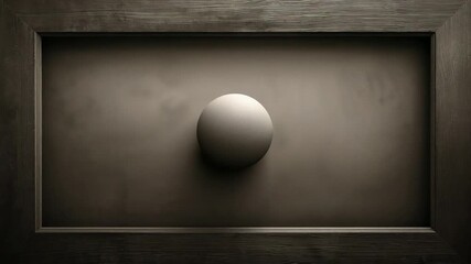 Reacting to pressure, centered spherical knob pushing outward from recessed panel, with wood frame - Powered by Adobe