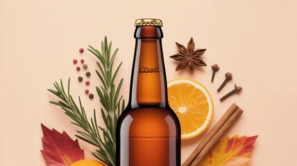 Festive spiced beer concept with cinnamon, orange, and star anise creating warm fall feelings for holiday celebrations and cozy gatherings around the fire