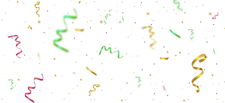 Colorful confetti streamers on a light transparent background