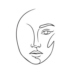 face of a woman lineart outline vector illustration icon logo 