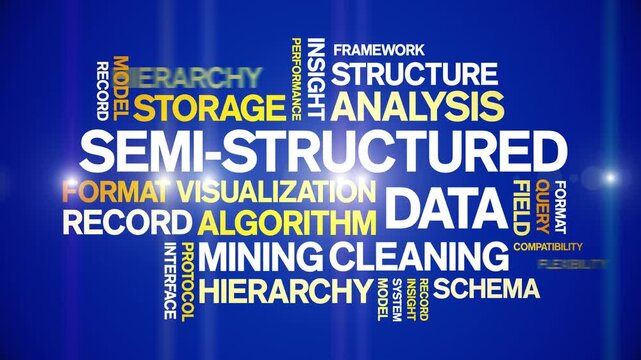 Semi-Structured data animated word cloud-text design animation tag kinetic typography seamless loop.