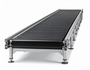 Heavy-Duty Roller Conveyor Belt System with Metal Frame and Adjustable Support Legs