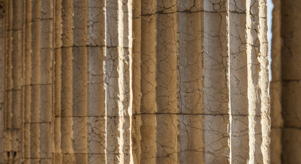 Close-up of weathered classical columns	
