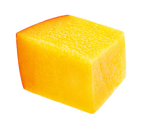 Mango cube isolated on a transparent background. Mango cube PNG. Mango full macro photo