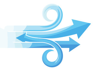 Dynamic abstract blue arrows illustration representing complex strategic flow, rapid forward progress, data stream movement, and velocity, perfect for professional business consulting, technology inno